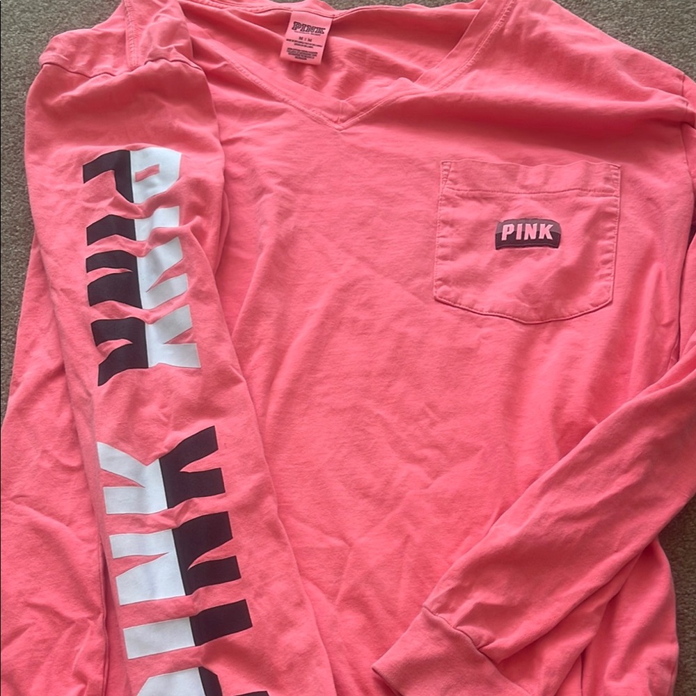 Pink Long Sleeve Shirt with Logo